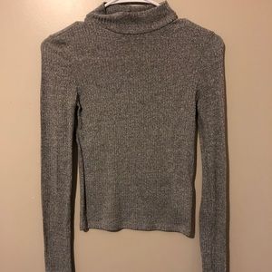Gray Turtleneck Top